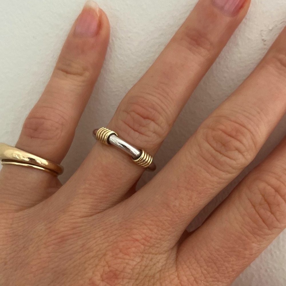 Vintage Authentic Tiffany & Co. 18K Gold and Silver Coil Ring